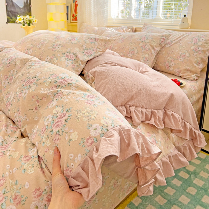 91家纺网 家纺一手货源 找家纺 （总）纽缦家纺 2026新款云感提花双层纱韩版床单三件套四件套