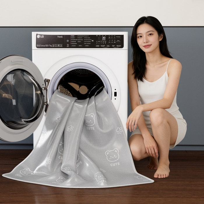 91家纺网 家纺一手货源 找家纺 福来临家纺 2026新款印花冰丝席席子凉席-床席款床笠款 开心小熊灰-床笠款