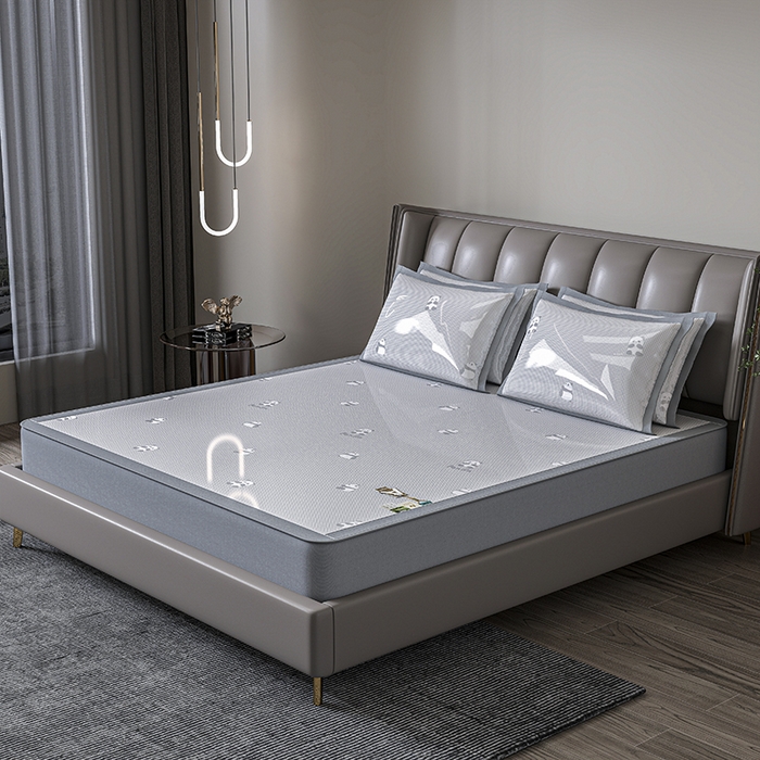 91家纺网 家纺一手货源 找家纺 （总）小牛席业 2026新款双PE高凉感-熊猫格纹提花冰丝席（床笠款）凉席竹席藤席冰藤席乳胶席豆豆席