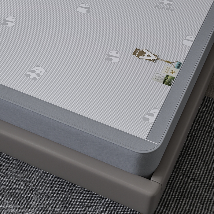 91家纺网 家纺一手货源 找家纺 （总）小牛席业 2026新款双PE高凉感-熊猫格纹提花冰丝席（床笠款）凉席竹席藤席冰藤席乳胶席豆豆席