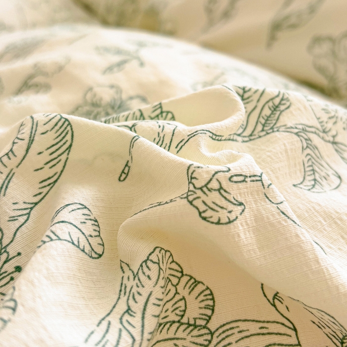 91家纺网 家纺一手货源 找家纺 纽缦家纺 2026新款云感提花双层纱韩版床单三件套四件套 海像森林