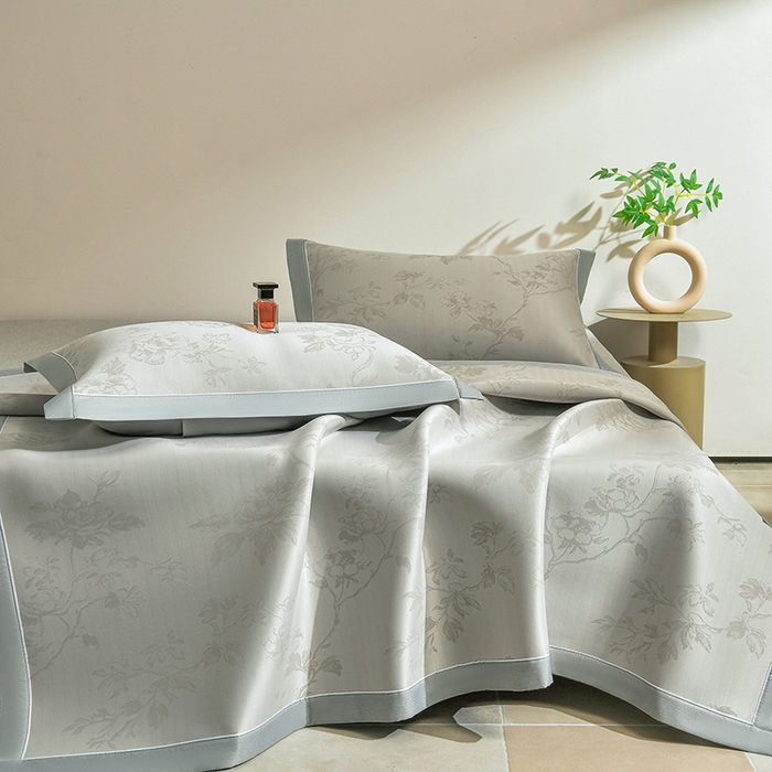 小牛席业 2026新款【实拍风格】牡丹画蔓大提花冰丝席凉席竹席藤席冰藤席乳胶席豆豆席 香槟