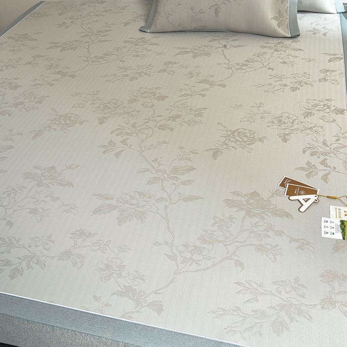 91家纺网 家纺一手货源 找家纺 小牛席业 2026新款【实拍风格】牡丹画蔓大提花冰丝席凉席竹席藤席冰藤席乳胶席豆豆席 香槟