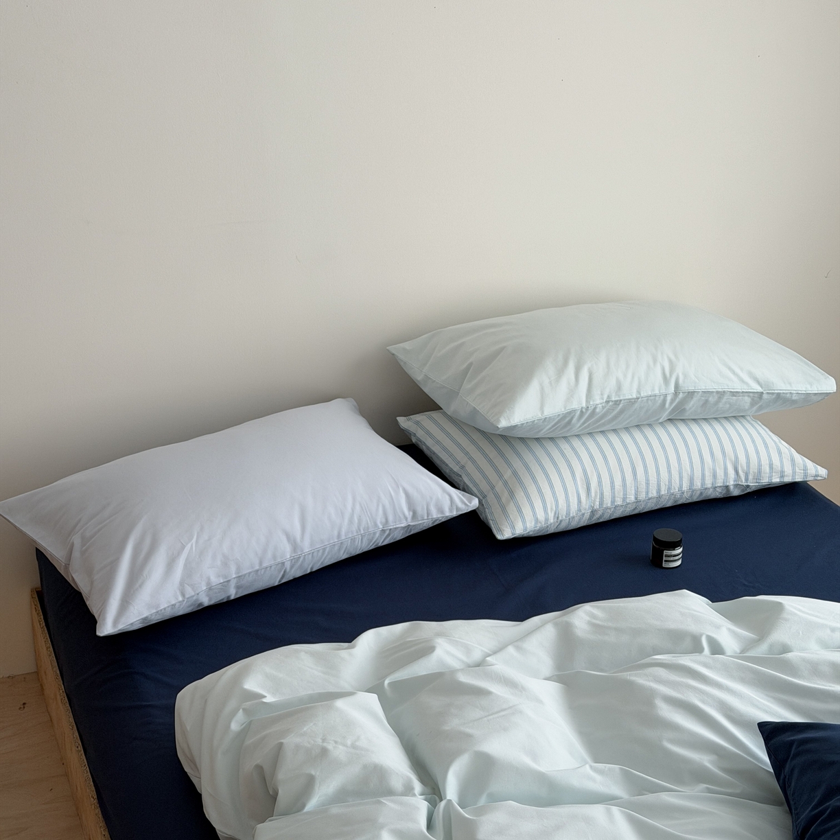 91家纺网 家纺一手货源 找家纺 蜜宿 2026新款纯色混搭全棉纯棉40s水洗棉四件套 气泡森林（枕套混搭）