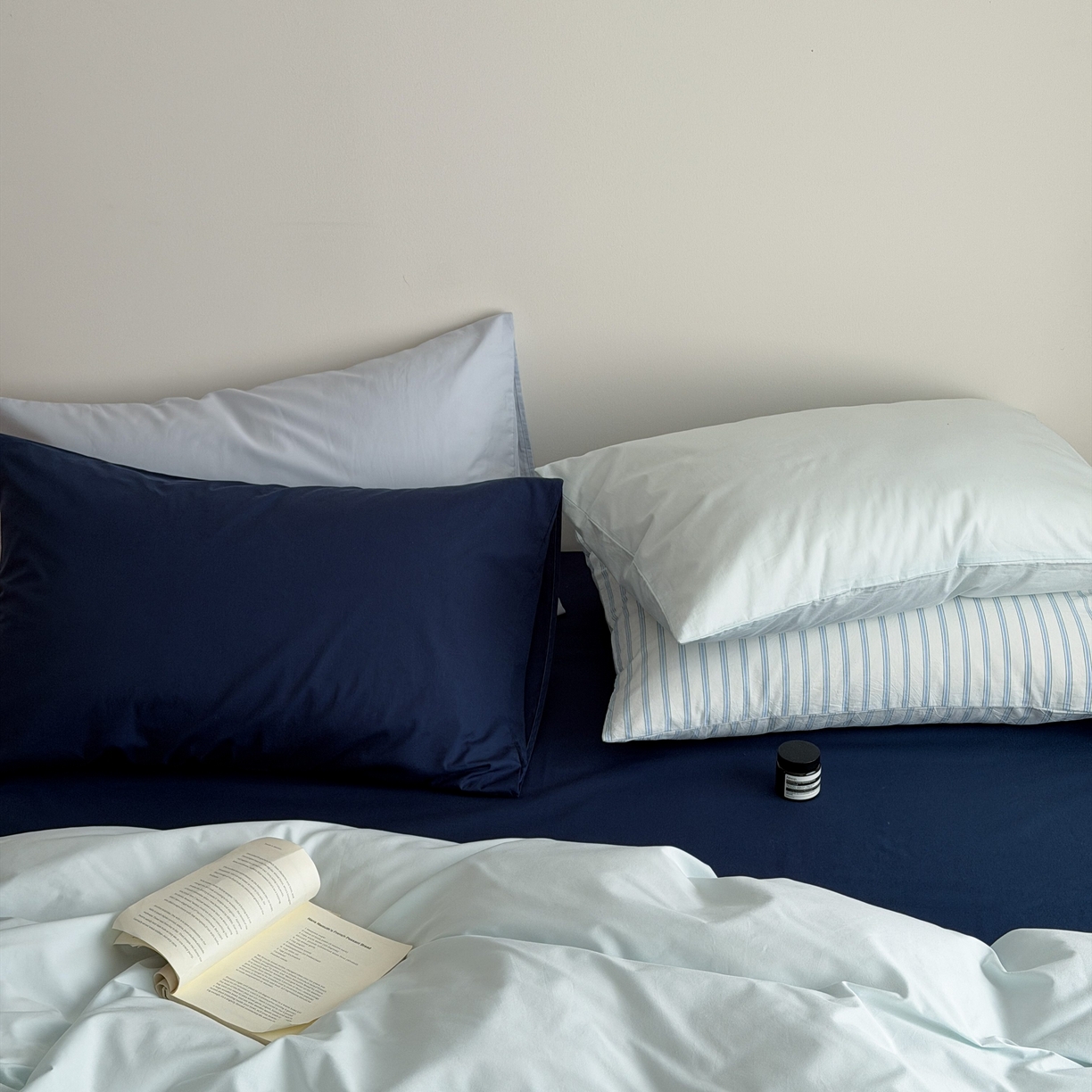 91家纺网 家纺一手货源 找家纺 蜜宿 2026新款纯色混搭全棉纯棉40s水洗棉四件套 气泡森林（枕套混搭）