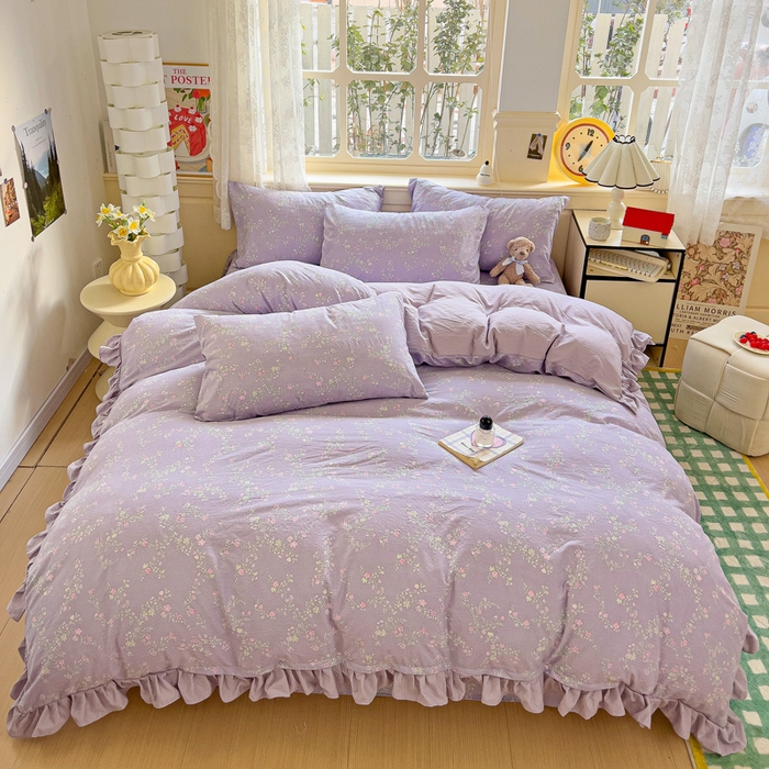 纽缦家纺 2026新款云感提花双层纱韩版床单三件套四件套 恋如青柠香