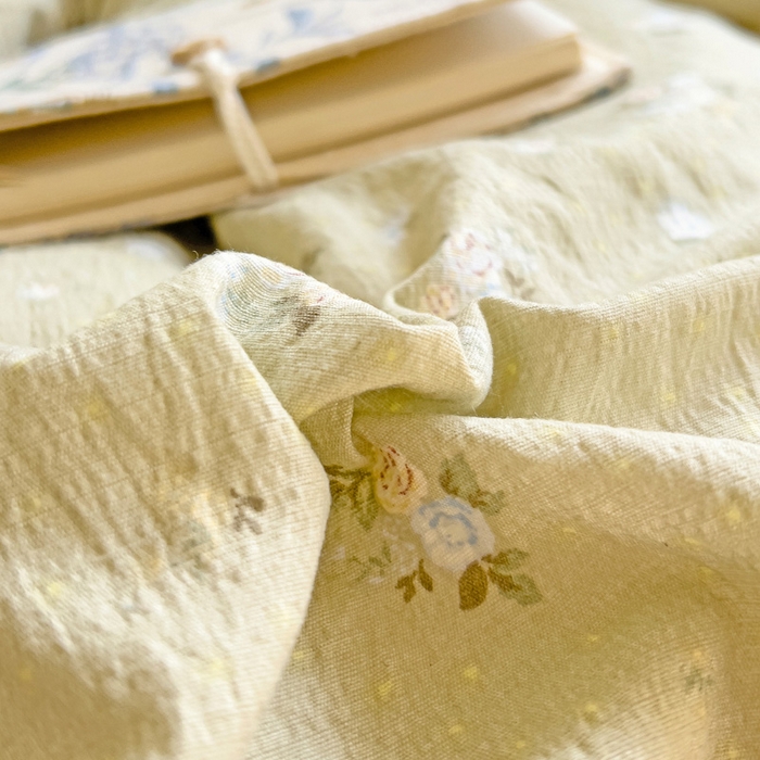 91家纺网 家纺一手货源 找家纺 纽缦家纺 2026新款云感提花双层纱韩版床单三件套四件套 落日暮年绿