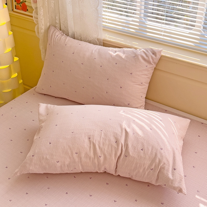 91家纺网 家纺一手货源 找家纺 纽缦家纺 2026新款云感提花双层纱韩版床单三件套四件套 倾心紫