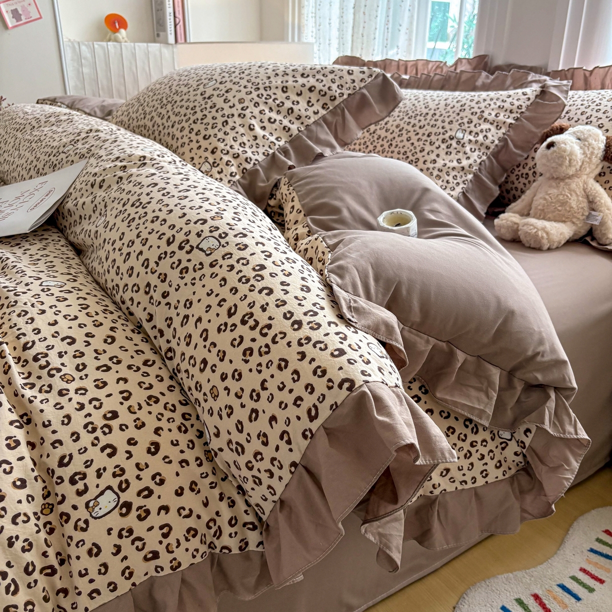 91家纺网 家纺一手货源 找家纺 （总）铠畅 2026春夏新款锦朵系列 韩版水洗棉小清新古棉床单床笠四件套