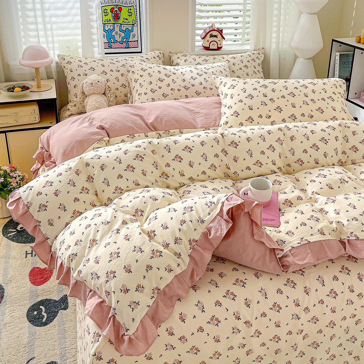 91家纺网 家纺一手货源 找家纺 纽缦家纺 2026新款云感提花双层纱韩版床单三件套四件套 苏瑾