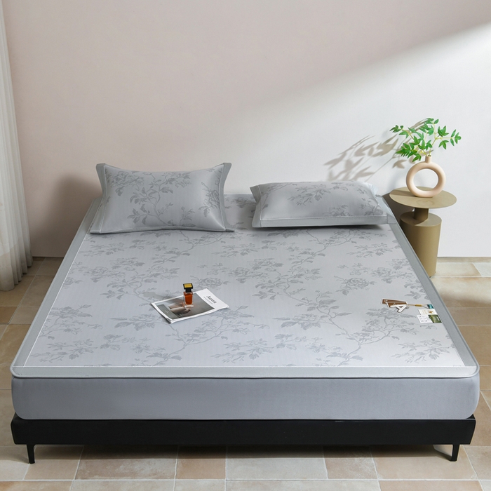 91家纺网 家纺一手货源 找家纺 （总）小牛席业 2026新款【实拍风格】牡丹画蔓大提花冰丝席（床笠款）凉席竹席藤席冰藤席乳胶席豆豆席