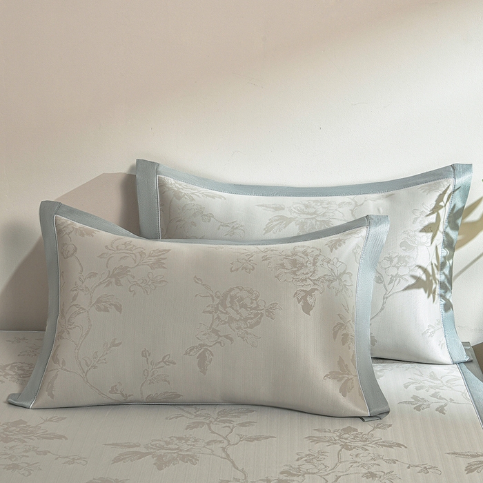 91家纺网 家纺一手货源 找家纺 小牛席业 2026新款【实拍风格】牡丹画蔓大提花冰丝席（床笠款）凉席竹席藤席冰藤席乳胶席豆豆席 香槟