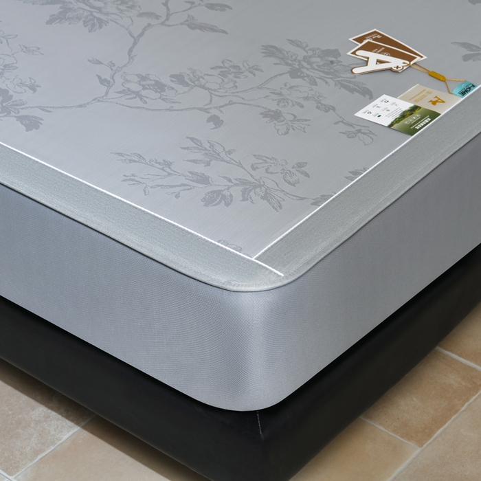 91家纺网 家纺一手货源 找家纺 小牛席业 2026新款【实拍风格】牡丹画蔓大提花冰丝席（床笠款）凉席竹席藤席冰藤席乳胶席豆豆席 灰色