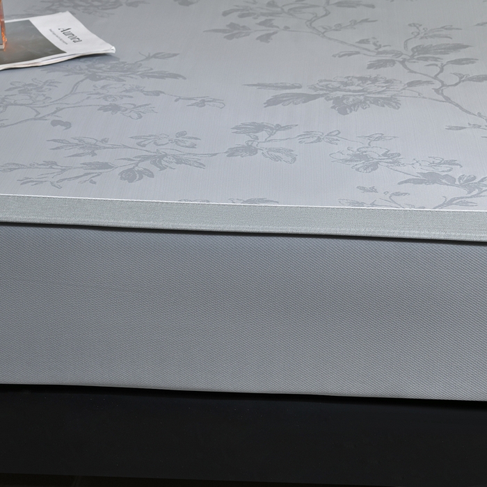 91家纺网 家纺一手货源 找家纺 小牛席业 2026新款【实拍风格】牡丹画蔓大提花冰丝席（床笠款）凉席竹席藤席冰藤席乳胶席豆豆席 灰色