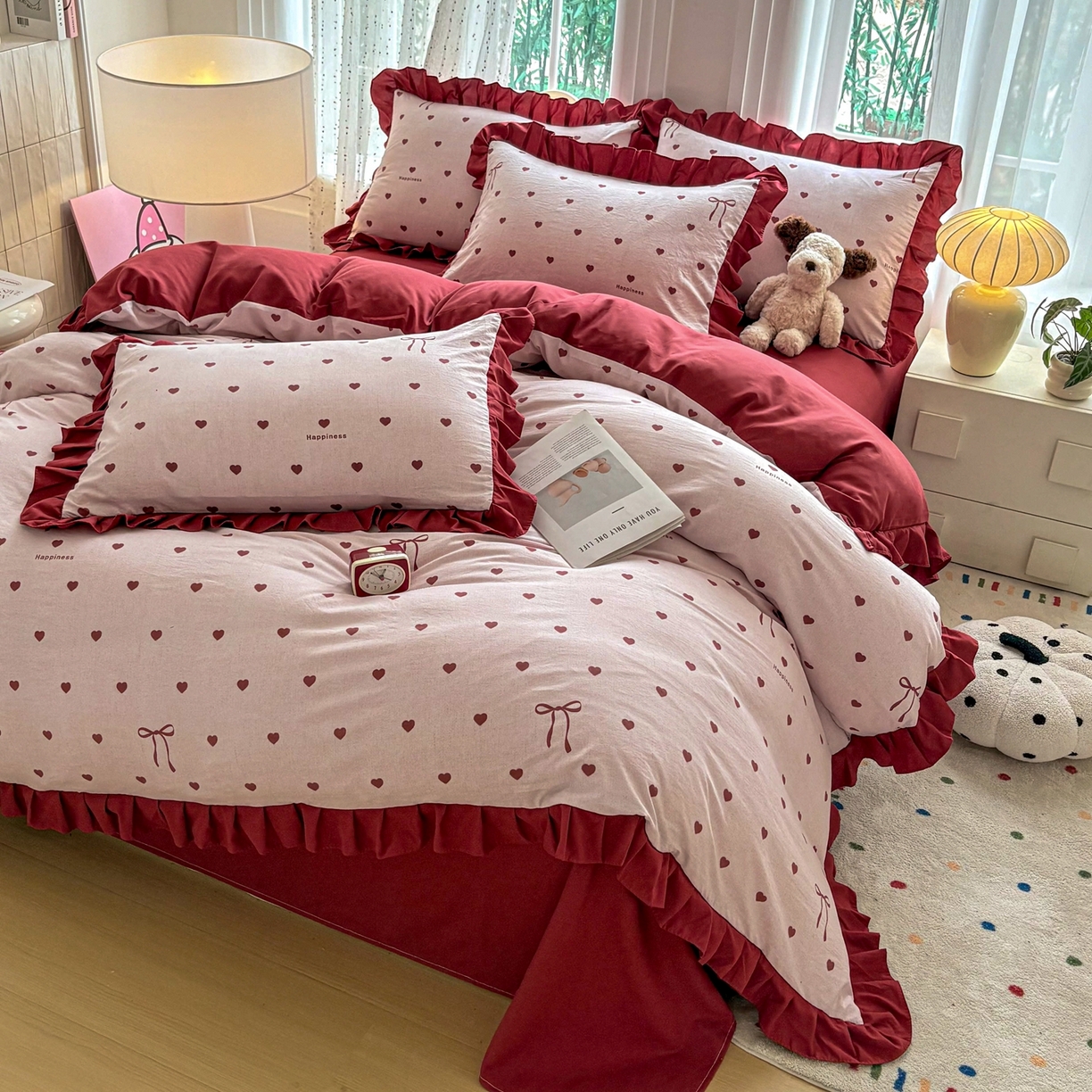 91家纺网 家纺一手货源 找家纺 （总）铠畅 2026春夏新款锦朵系列 韩版水洗棉小清新古棉床单床笠四件套