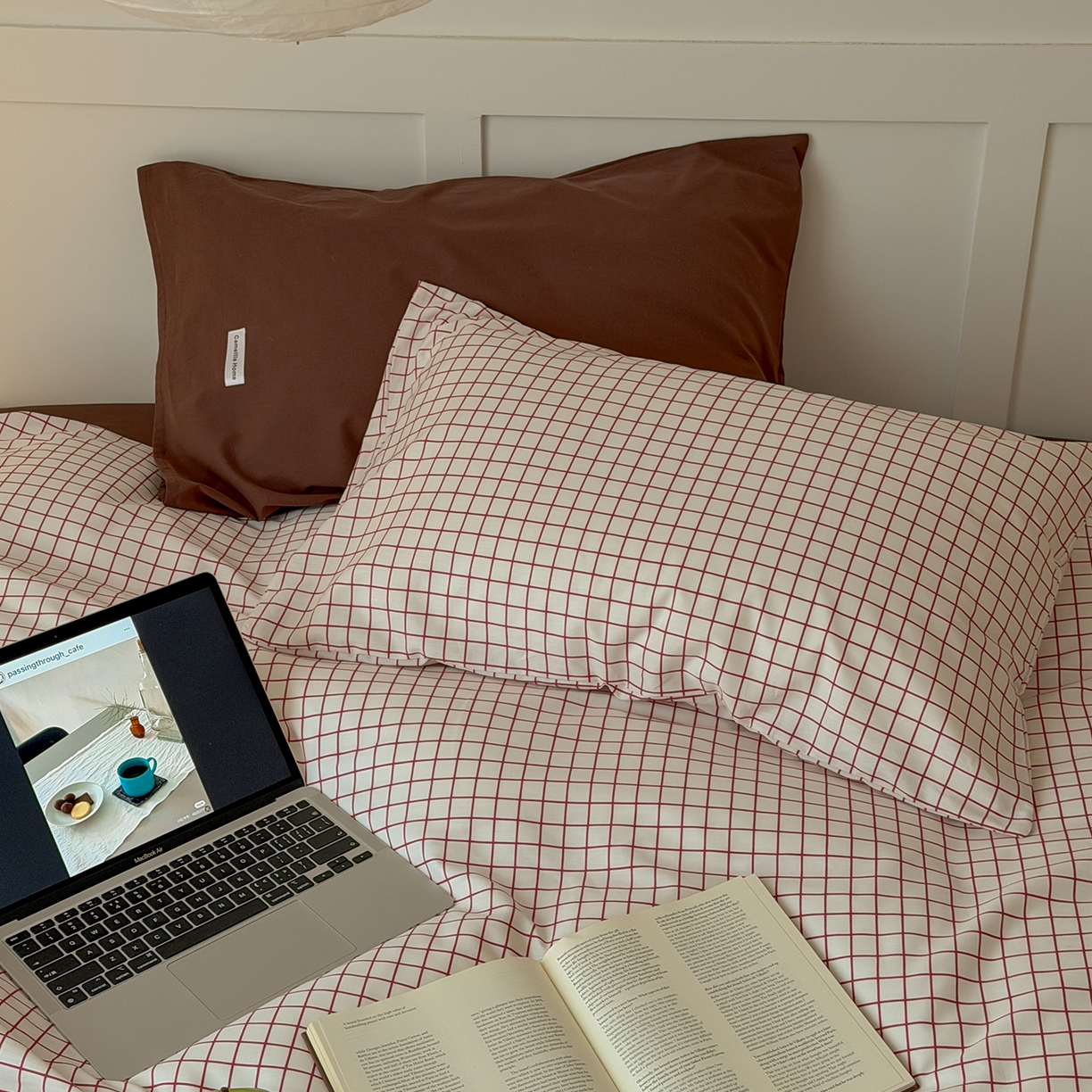 91家纺网 家纺一手货源 找家纺 （总）山茶家居-原创设计 2026春夏新款简约全棉纯棉格子印花四件套-莫里亚