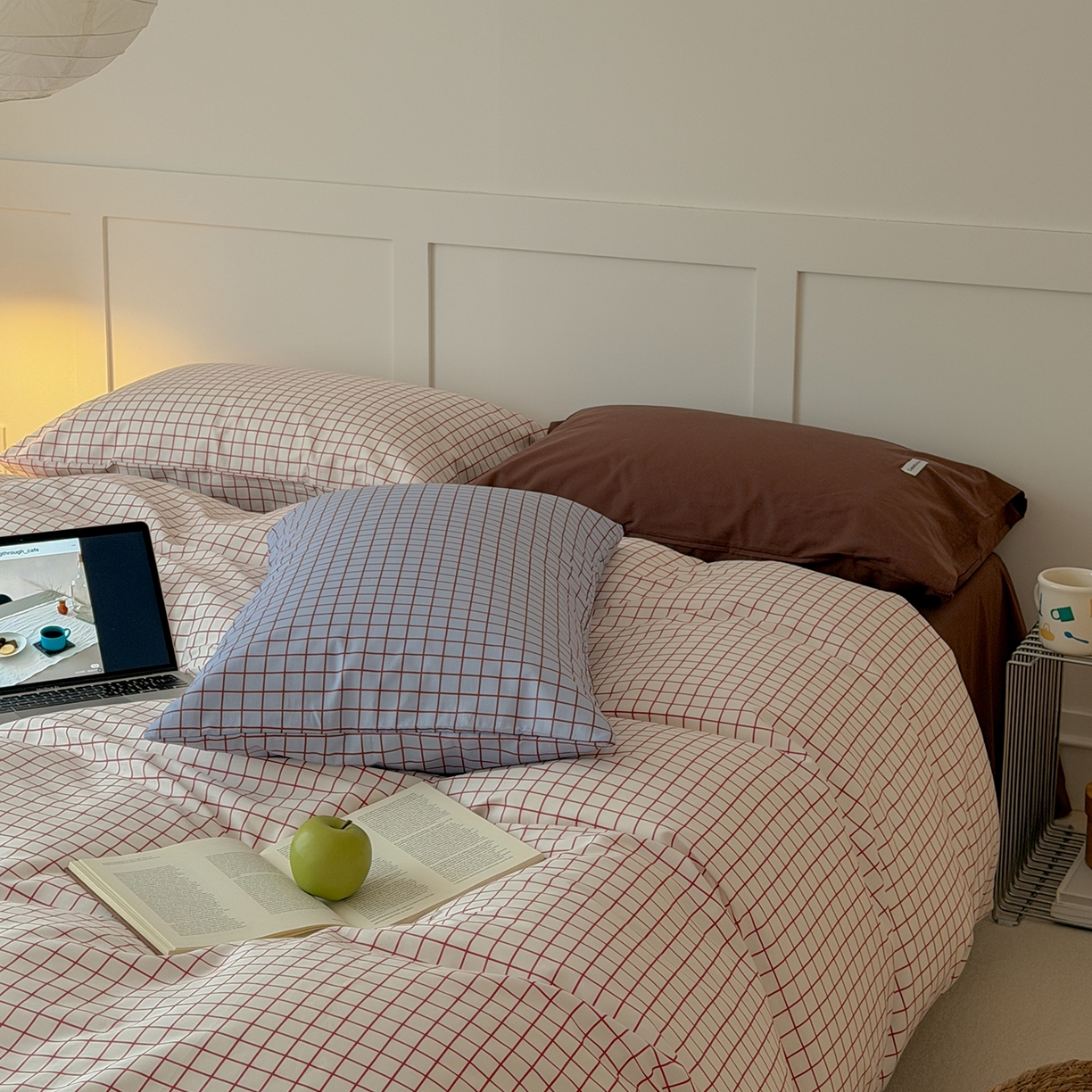 91家纺网 家纺一手货源 找家纺 （总）山茶家居-原创设计 2026春夏新款简约全棉纯棉格子印花四件套-莫里亚