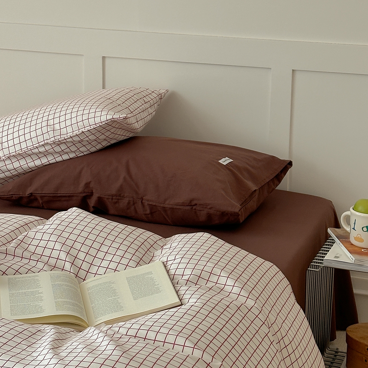 91家纺网 家纺一手货源 找家纺 （总）山茶家居-原创设计 2026春夏新款简约全棉纯棉格子印花四件套-莫里亚