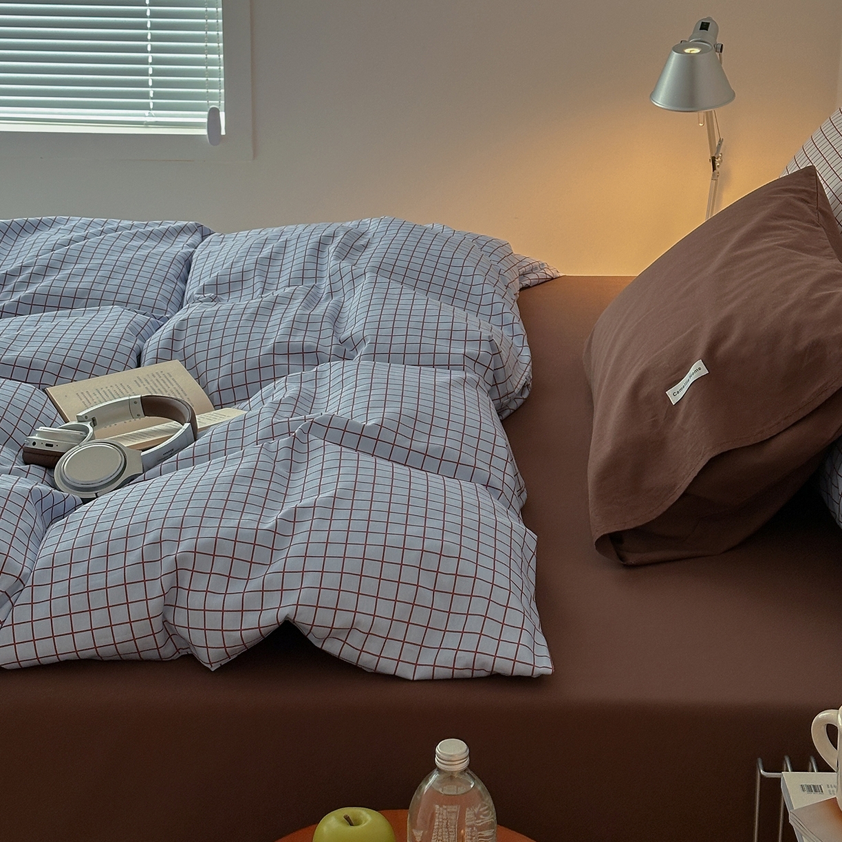 91家纺网 家纺一手货源 找家纺 山茶家居-原创设计 2026春夏新款简约全棉纯棉格子印花四件套-莫里亚 莫里亚-蓝格