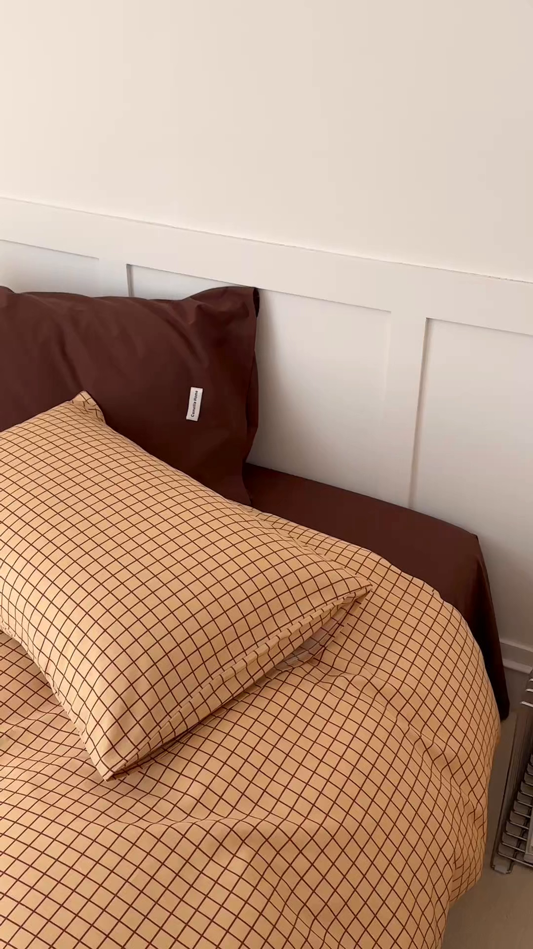 91家纺网 家纺一手货源 找家纺 山茶家居-原创设计 2026春夏新款简约全棉纯棉格子印花四件套-莫里亚 莫里亚-咖格