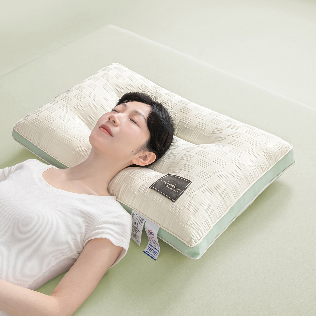 91家纺网 家纺一手货源 找家纺 （总）贵夫人 2026春夏新款黑标压花分区枕 枕头枕芯