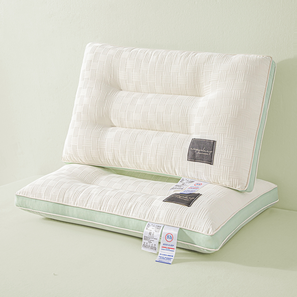 91家纺网 家纺一手货源 找家纺 贵夫人 2026春夏新款黑标压花分区枕 枕头枕芯 单只高枕