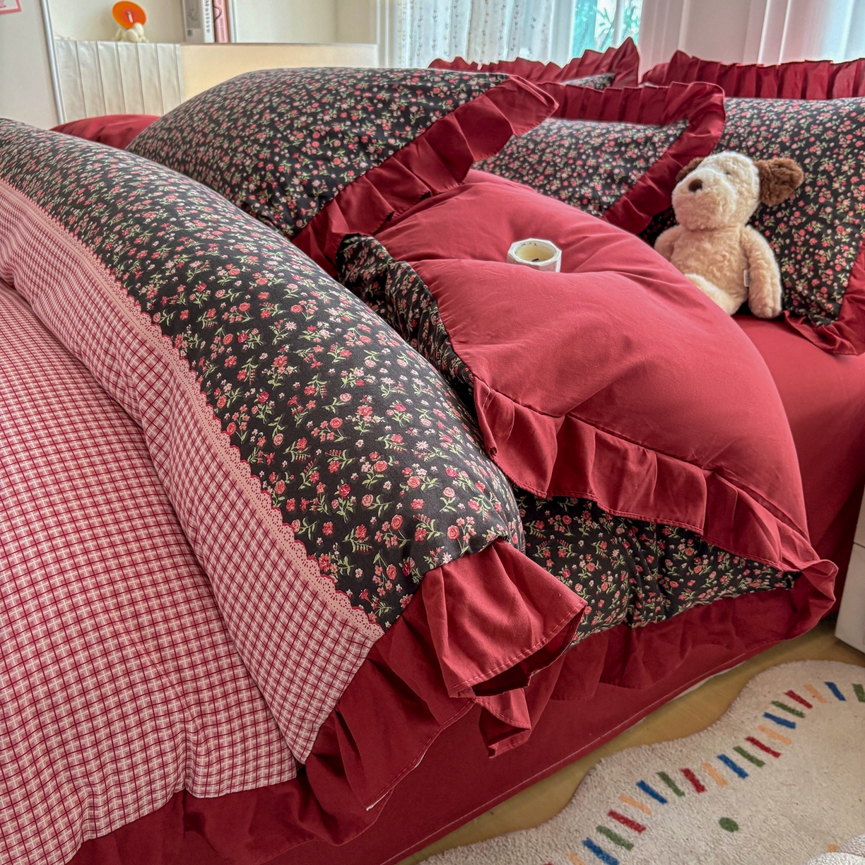 铠畅 2026春夏新款锦朵系列 韩版水洗棉小清新古棉床单床笠四件套 锦朵 密语花田