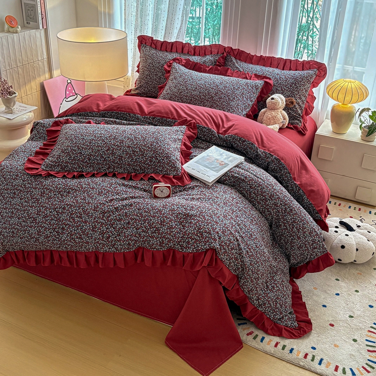 91家纺网 家纺一手货源 找家纺 铠畅 2026春夏新款锦朵系列 韩版水洗棉小清新古棉床单床笠四件套 锦朵 摩登庄园