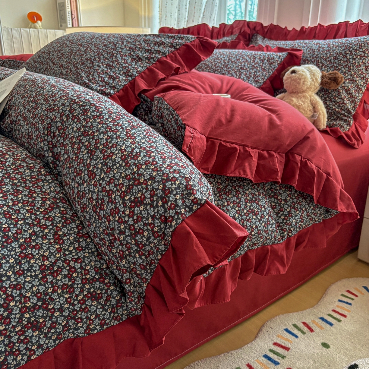 铠畅 2026春夏新款锦朵系列 韩版水洗棉小清新古棉床单床笠四件套 锦朵 摩登庄园