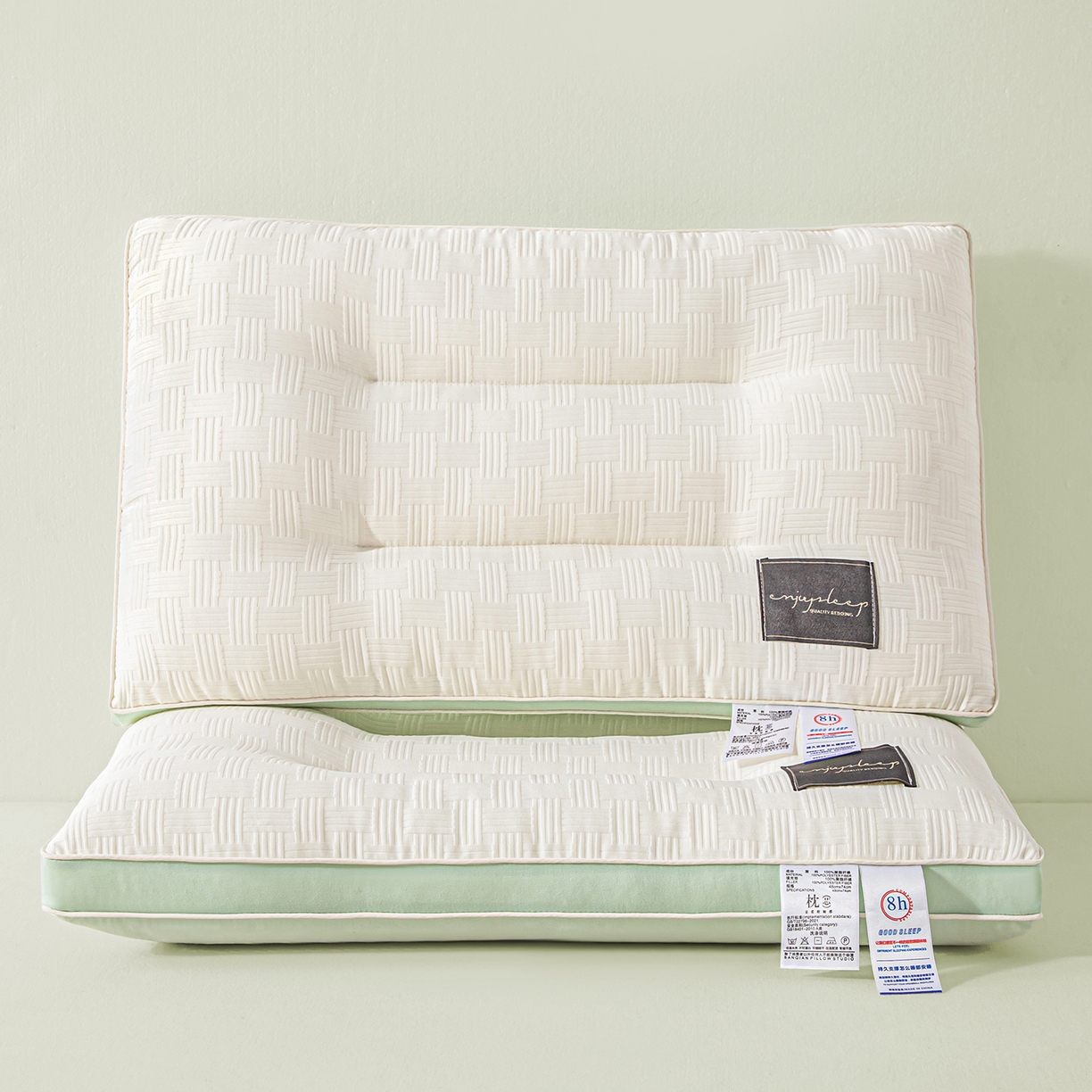 91家纺网 家纺一手货源 找家纺 贵夫人 2026春夏新款黑标压花分区枕 枕头枕芯 双只高枕