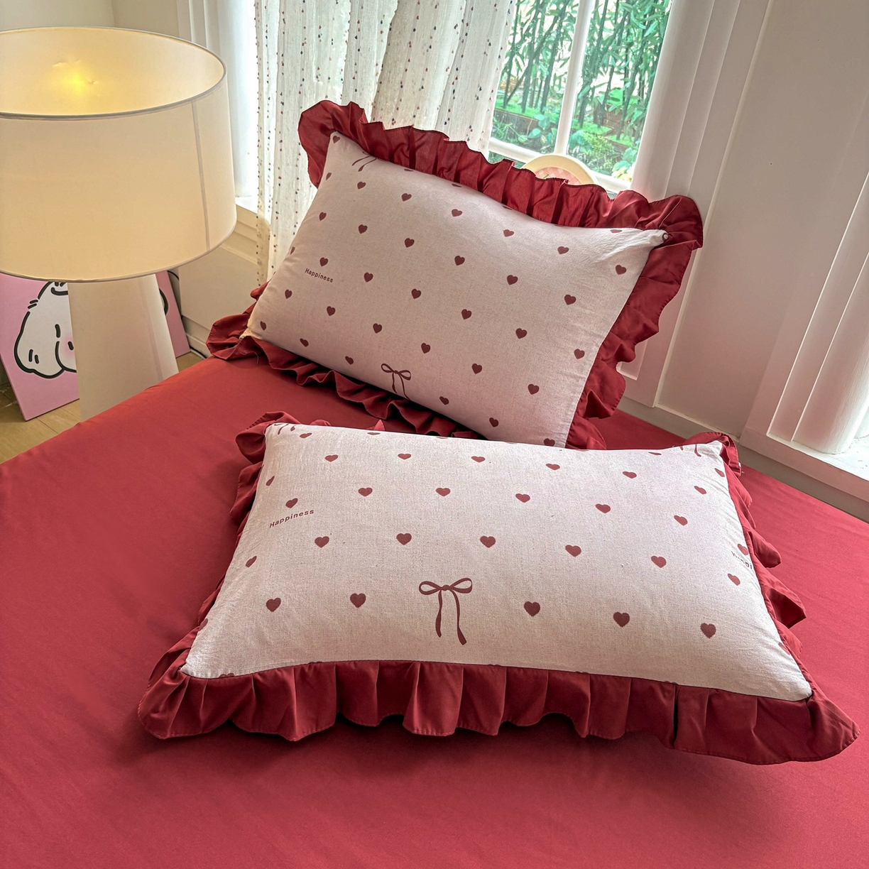 91家纺网 家纺一手货源 找家纺 铠畅 2026春夏新款锦朵系列 韩版水洗棉小清新古棉床单床笠四件套 锦朵 甜粉结