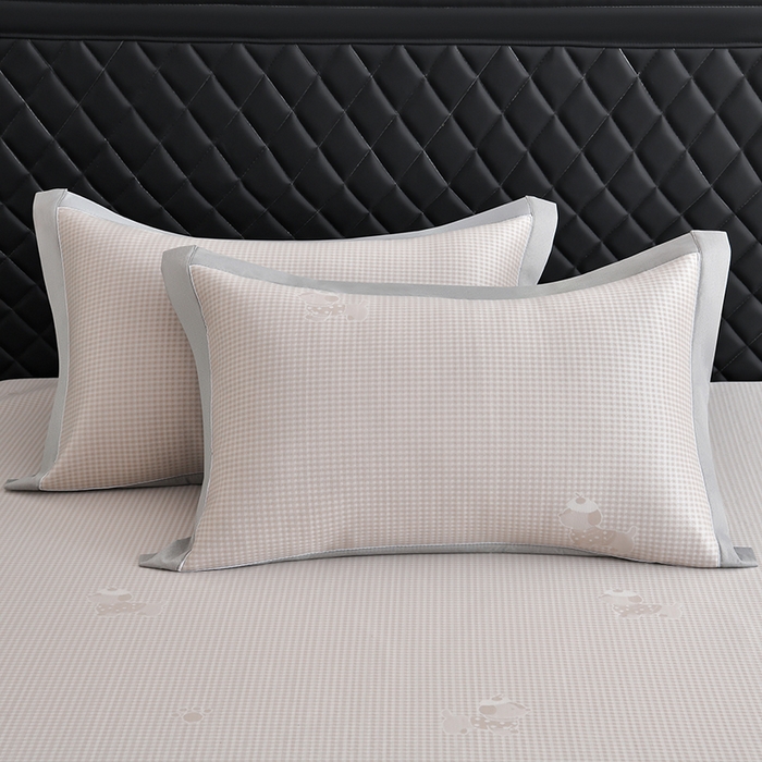 91家纺网 家纺一手货源 找家纺 小牛席业 2026新款【实拍风格】双PE高凉感-腊肠狗格纹提花冰丝席凉席竹席藤席冰藤席乳胶席豆豆席 香槟