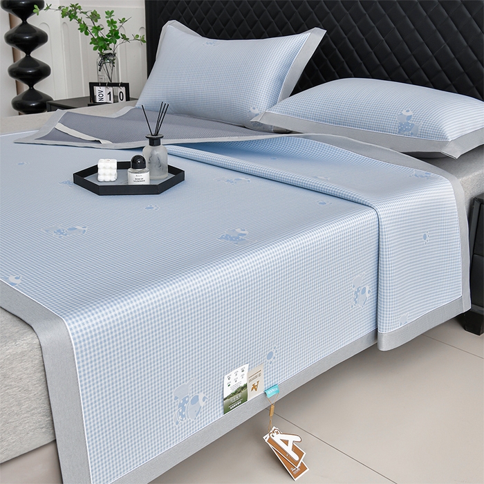 91家纺网 家纺一手货源 找家纺 （总）小牛席业 2026新款【实拍风格】双PE高凉感-腊肠狗格纹提花冰丝席凉席竹席藤席冰藤席乳胶席豆豆席