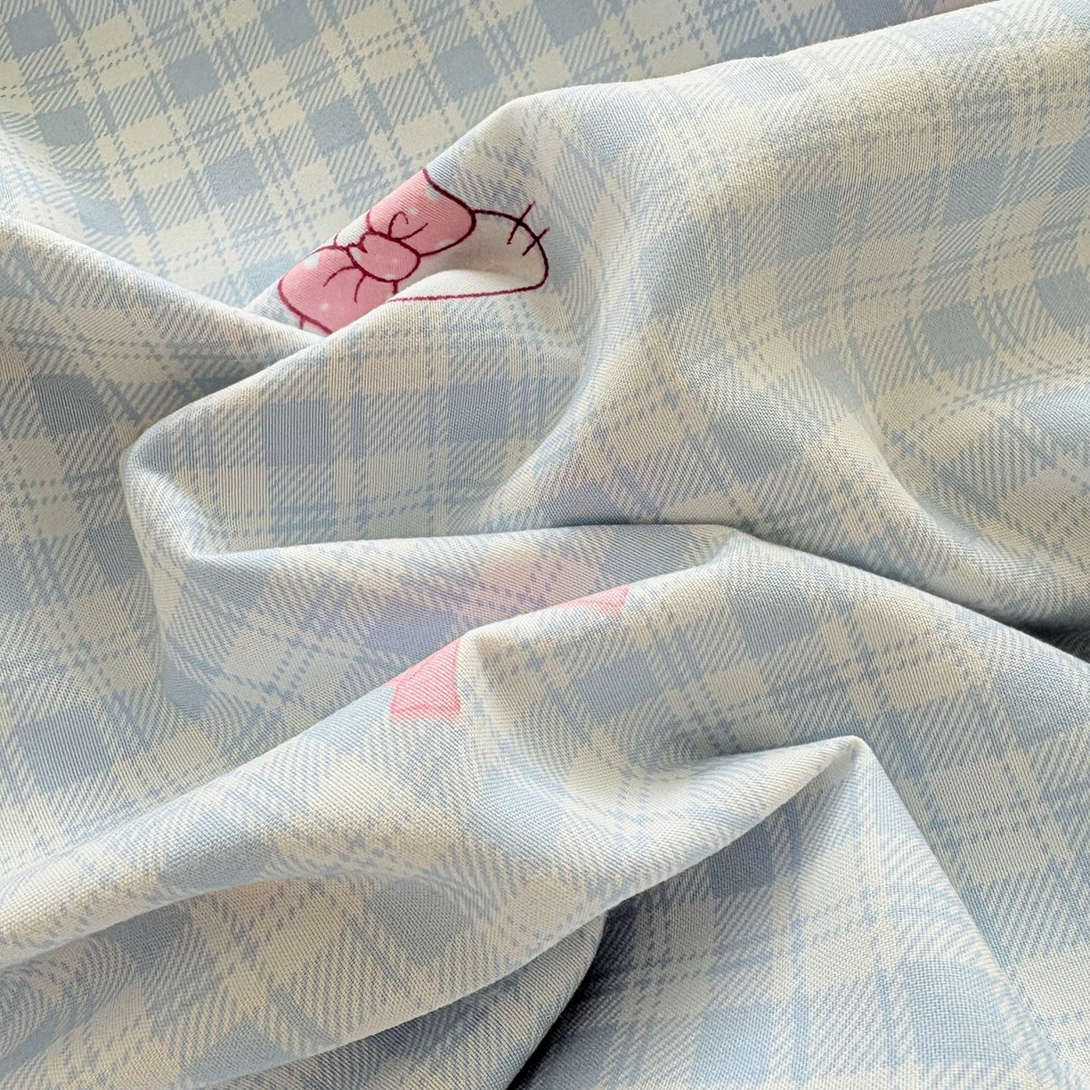 91家纺网 家纺一手货源 找家纺 铠畅 2026春夏新款锦朵系列 韩版水洗棉小清新古棉床单床笠四件套 锦朵 云格甜喵