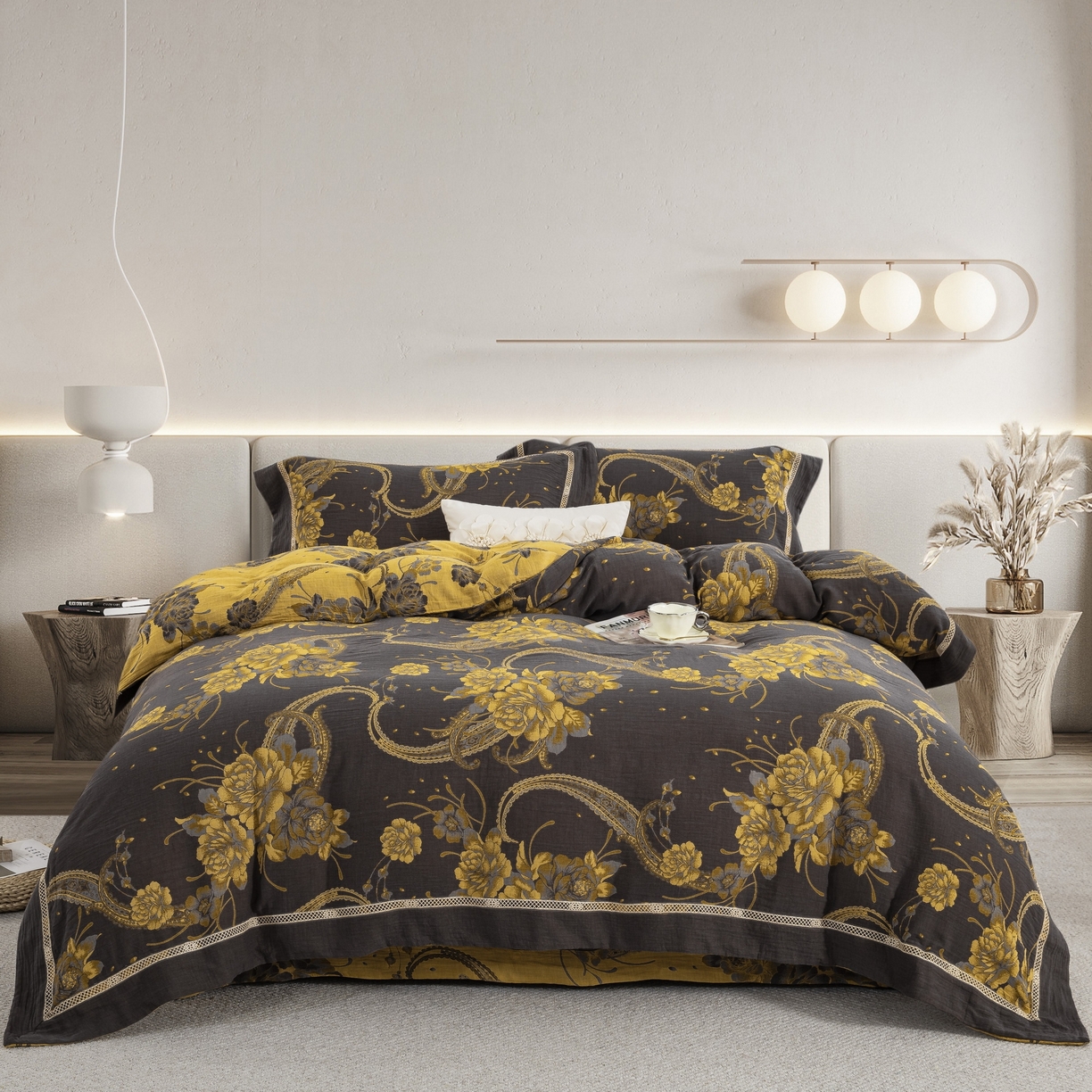 91家纺网 家纺一手货源 找家纺 （总）双层纱家居 2026新款镂空飞边款四件套