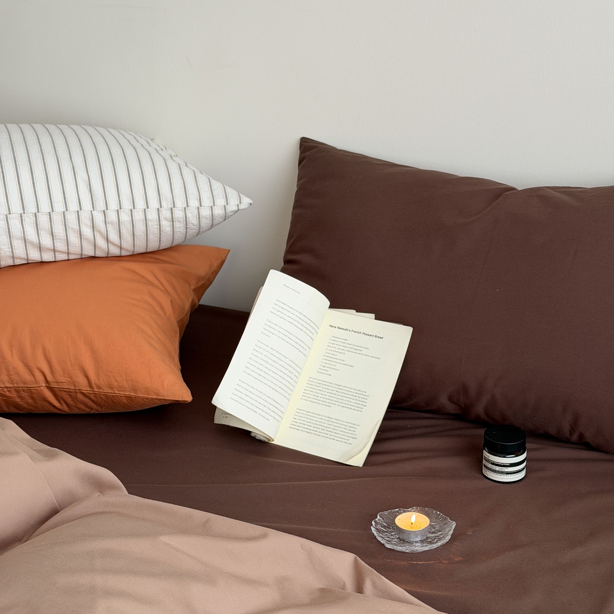 91家纺网 家纺一手货源 找家纺 蜜宿 2026新款纯色混搭全棉纯棉40s水洗棉四件套 脏脏茶棕（枕套混搭）