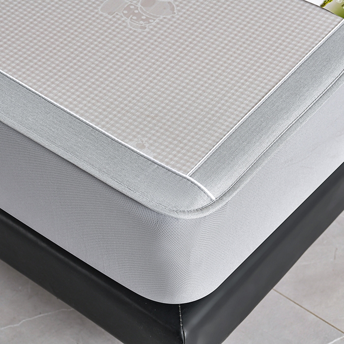 91家纺网 家纺一手货源 找家纺 小牛席业 2026新款【实拍风格】双PE高凉感-腊肠狗格纹提花冰丝席（床笠款）凉席竹席藤席冰藤席乳胶席豆豆席 香槟