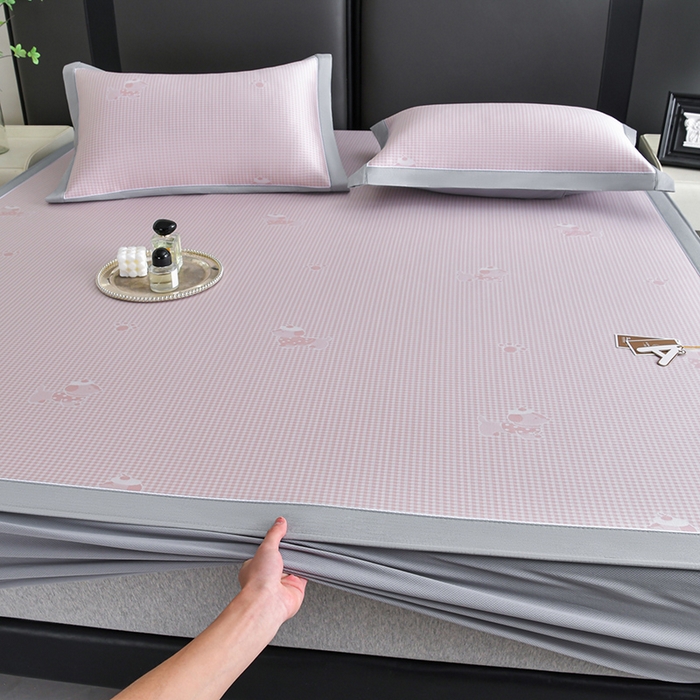 91家纺网 家纺一手货源 找家纺 （总）小牛席业 2026新款【实拍风格】双PE高凉感-腊肠狗格纹提花冰丝席（床笠款）凉席竹席藤席冰藤席乳胶席豆豆席