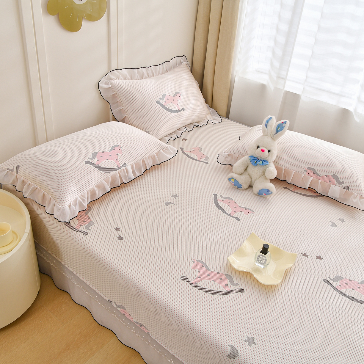 91家纺网 家纺一手货源 找家纺 （总）金艾草 2026新款PE冰豆豆防滑榻榻米凉席豆豆席