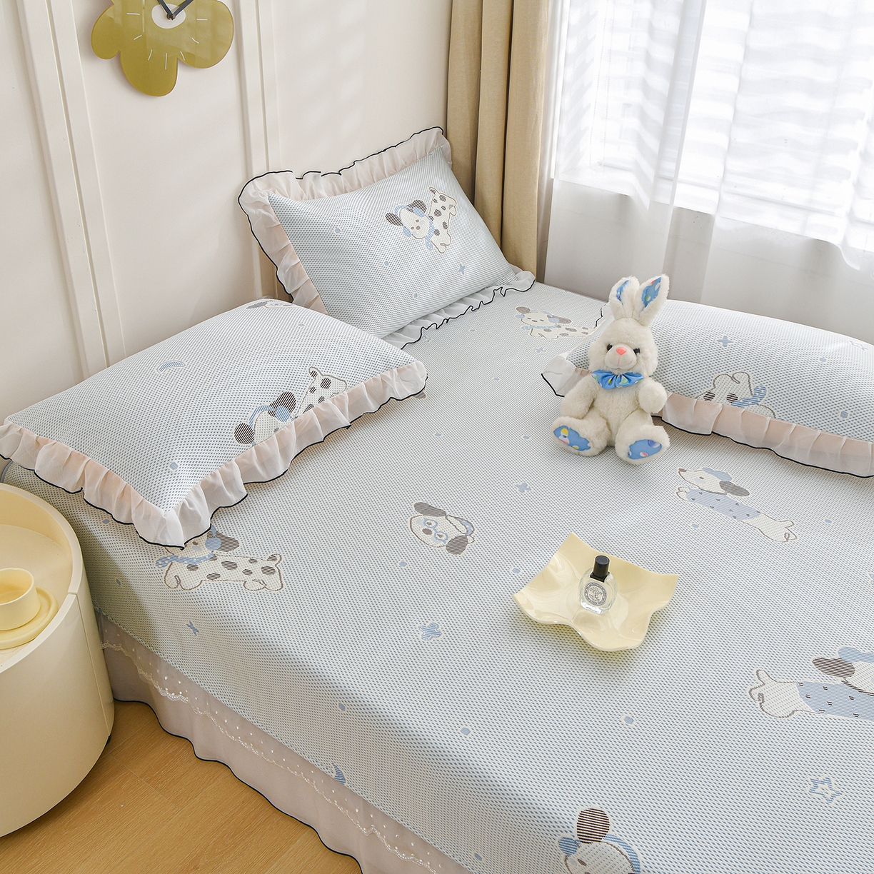 91家纺网 家纺一手货源 找家纺 （总）金艾草 2026新款PE冰豆豆防滑榻榻米凉席豆豆席