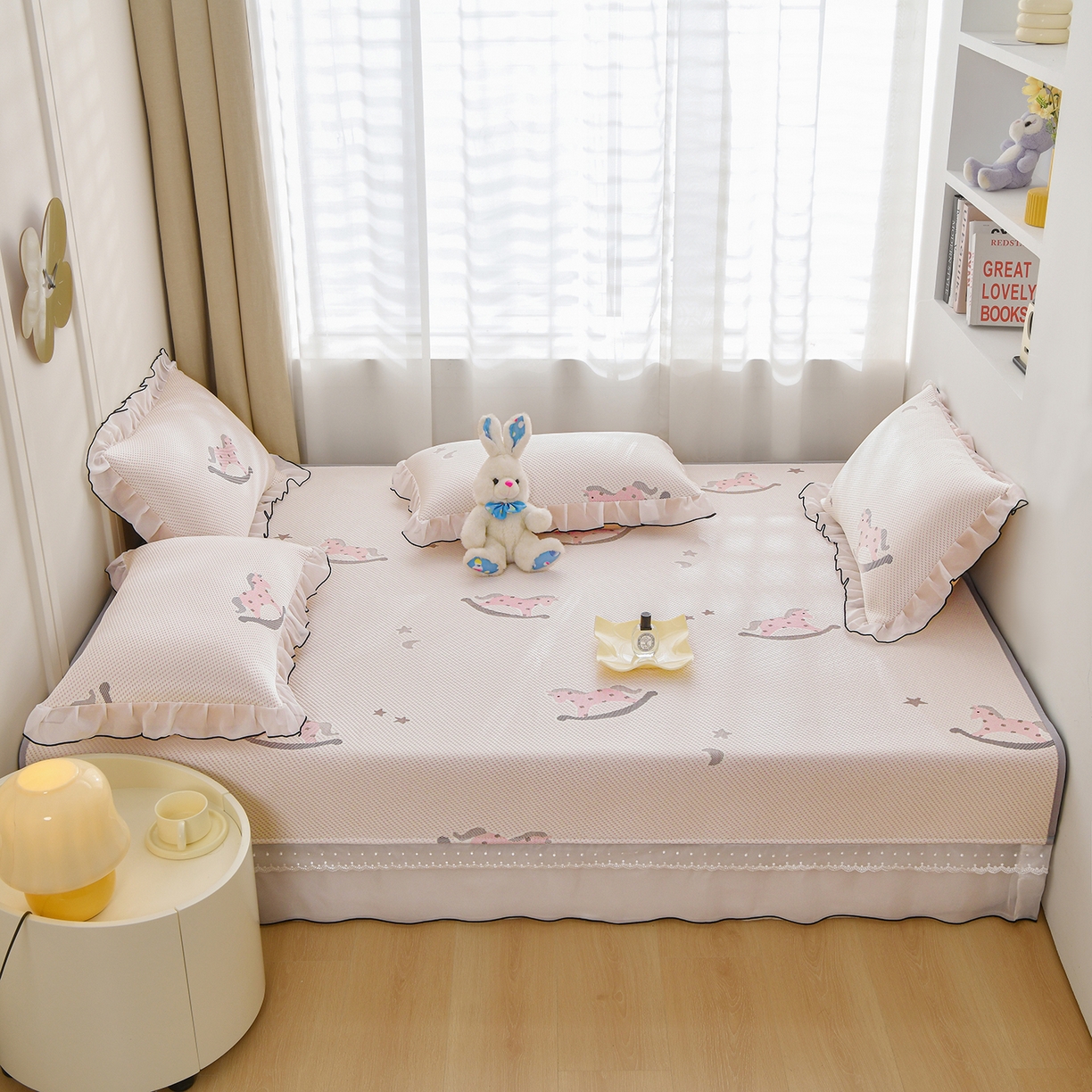 91家纺网 家纺一手货源 找家纺 金艾草 2026新款PE冰豆豆防滑榻榻米凉席豆豆席 凉豆豆-小马粉