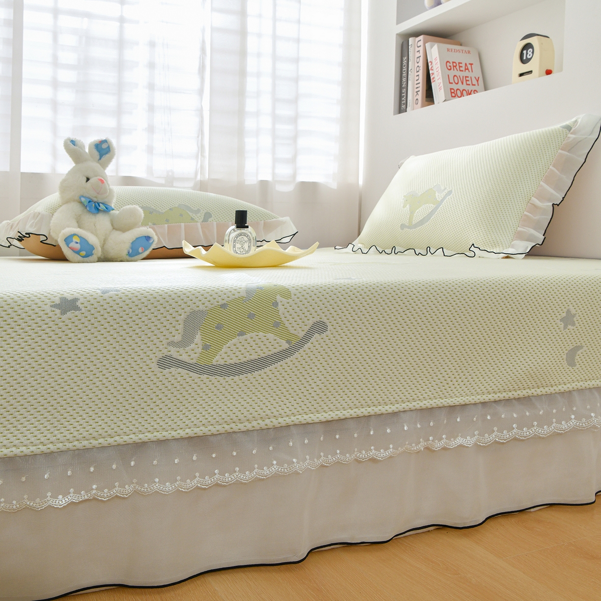 91家纺网 家纺一手货源 找家纺 金艾草 2026新款PE冰豆豆防滑榻榻米凉席豆豆席 凉豆豆-小马绿