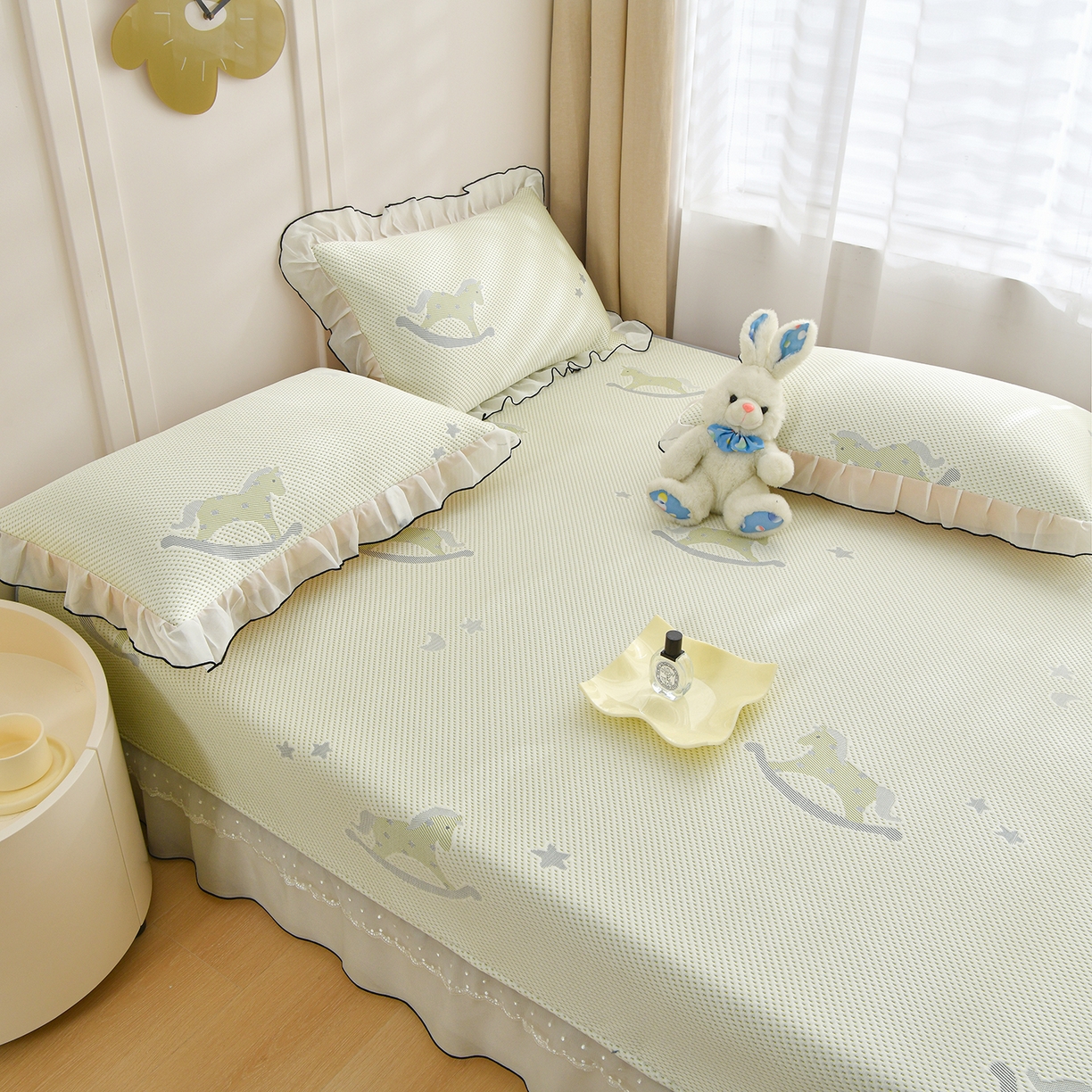 金艾草 2026新款PE冰豆豆防滑榻榻米凉席豆豆席 凉豆豆-小马绿