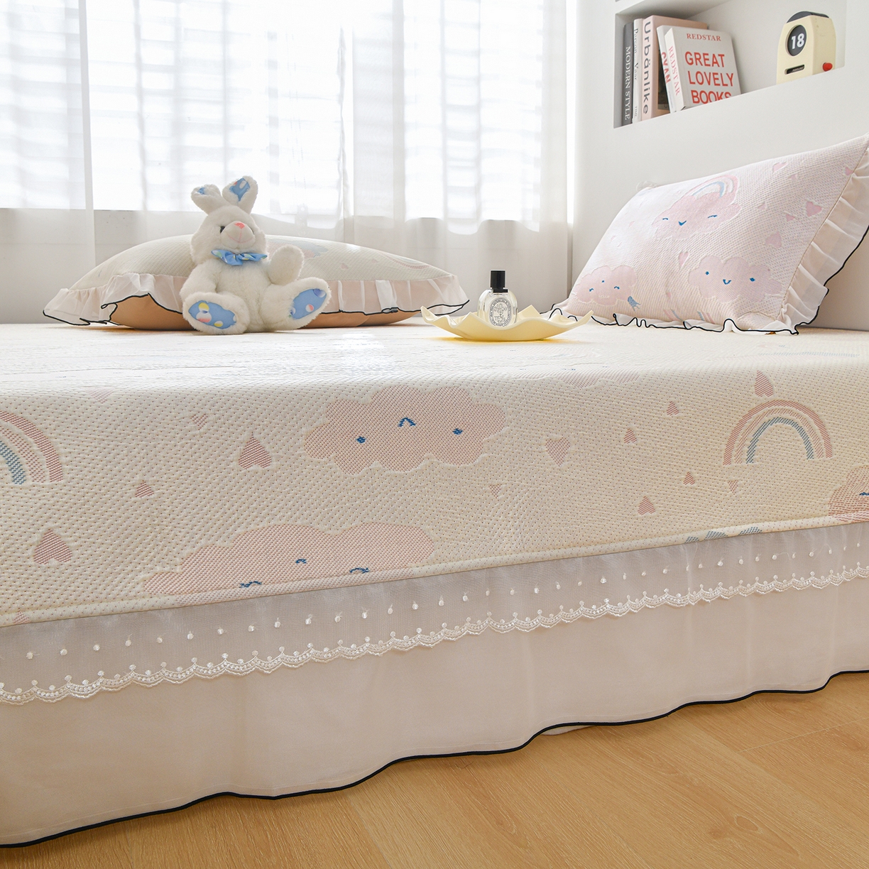 91家纺网 家纺一手货源 找家纺 金艾草 2026新款PE冰豆豆防滑榻榻米凉席豆豆席 凉豆豆-彩云粉