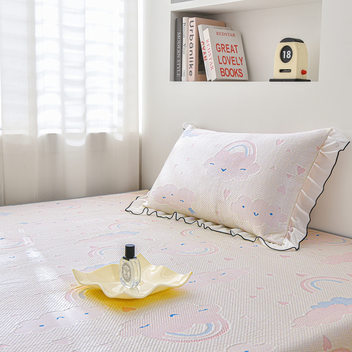 91家纺网 家纺一手货源 找家纺 金艾草 2026新款PE冰豆豆防滑榻榻米凉席豆豆席 凉豆豆-彩云粉