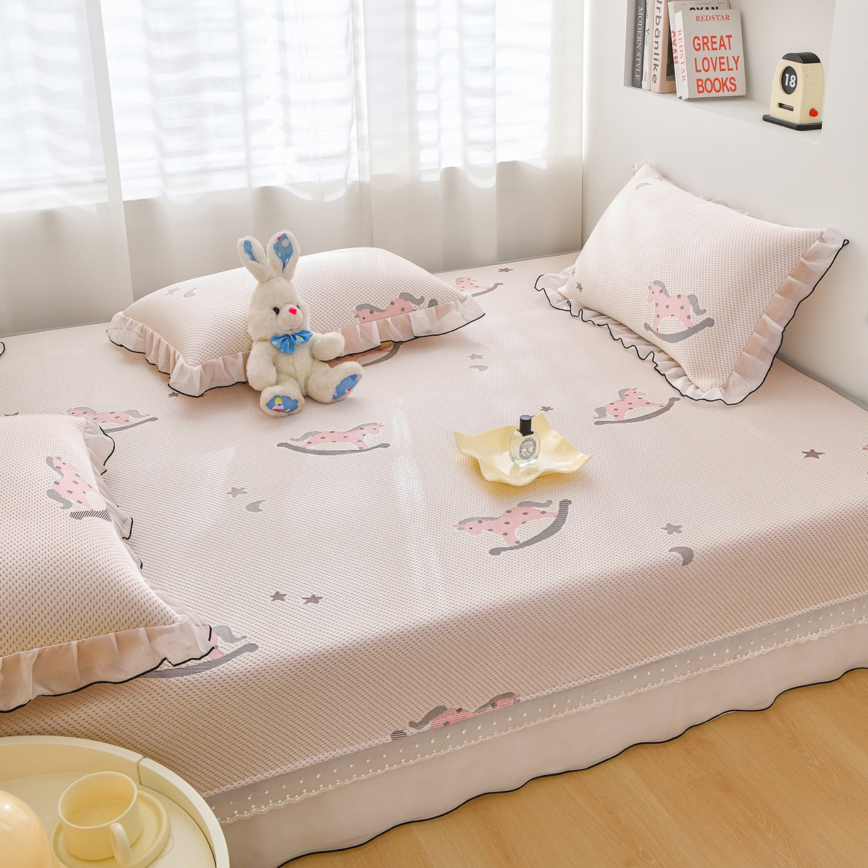 91家纺网 家纺一手货源 找家纺 金艾草 2026新款PE冰豆豆防滑榻榻米凉席豆豆席 凉豆豆-小马粉