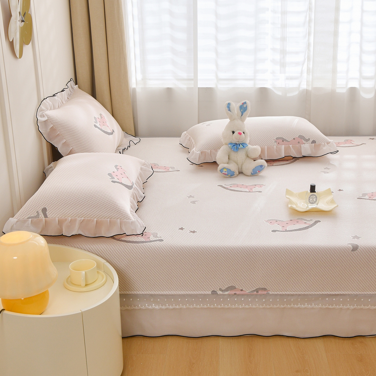 91家纺网 家纺一手货源 找家纺 金艾草 2026新款PE冰豆豆防滑榻榻米凉席豆豆席 凉豆豆-小马粉