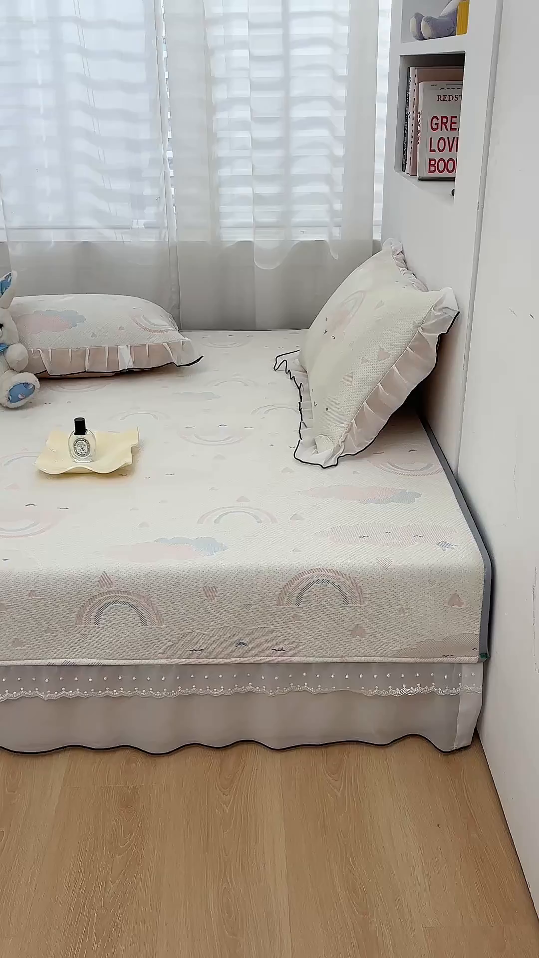 91家纺网 家纺一手货源 找家纺 金艾草 2026新款PE冰豆豆防滑榻榻米凉席豆豆席 凉豆豆-彩云粉