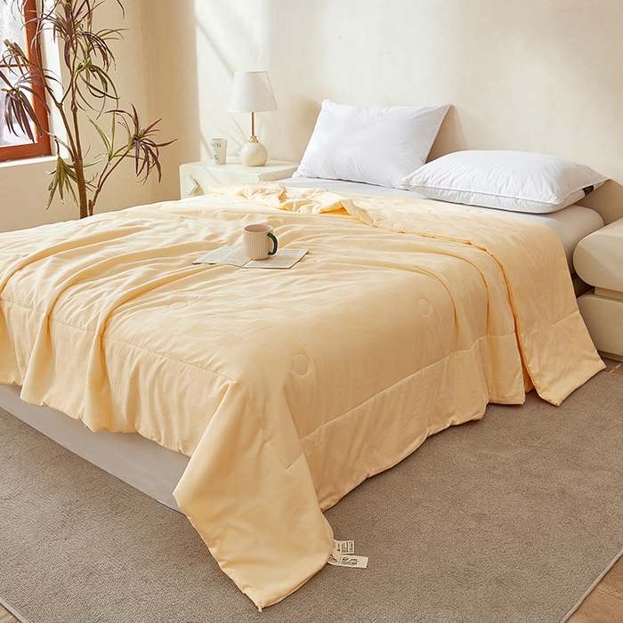 91家纺网 家纺一手货源 找家纺 锦尚坊被芯馆 2026款100%纯棉大提花夏凉被大豆空调被 全棉春秋被学生棉被-雅格 雅格-米黄