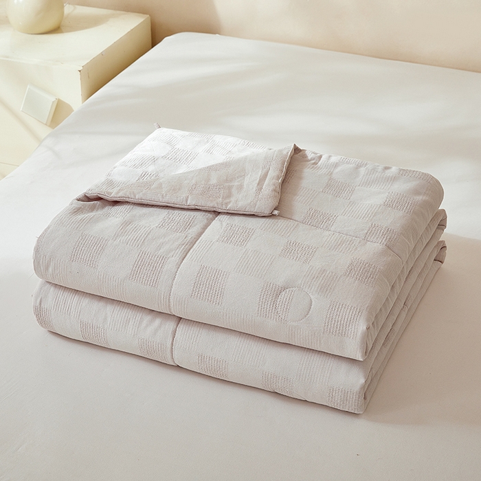 91家纺网 家纺一手货源 找家纺 锦尚坊被芯馆 2026款100%纯棉大提花夏凉被大豆空调被 全棉春秋被学生棉被-雅格 雅格-灰色